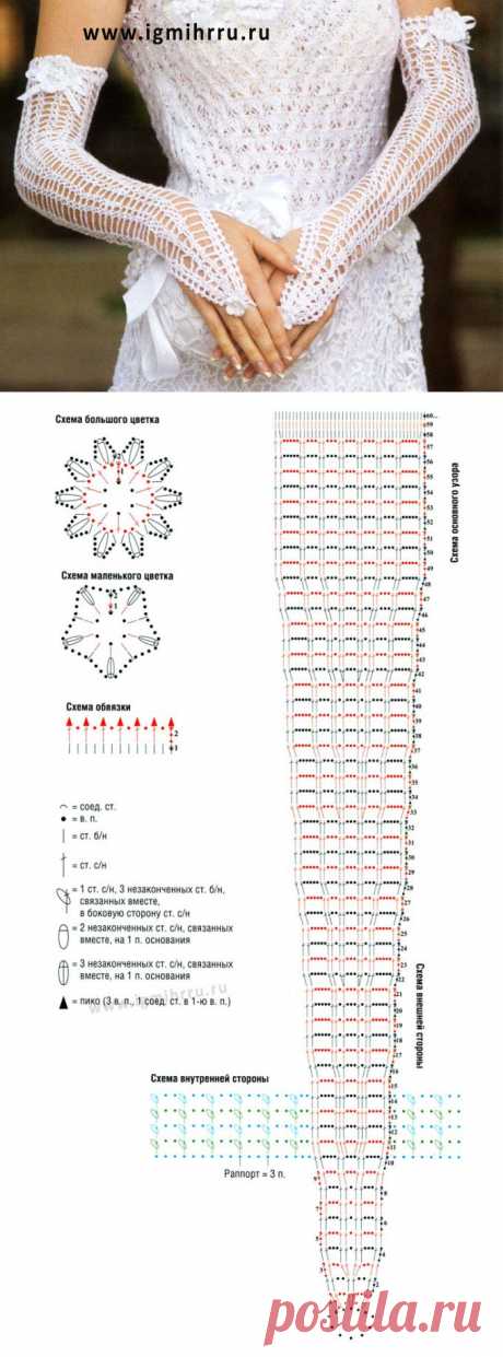 Свадебный наряд: платье, перчатки, сумочка и ободок. Крючок и спицы