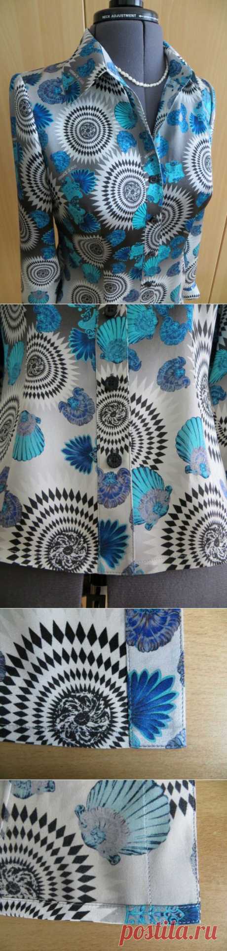 Один из вариантов обработки борта блузы планкой.