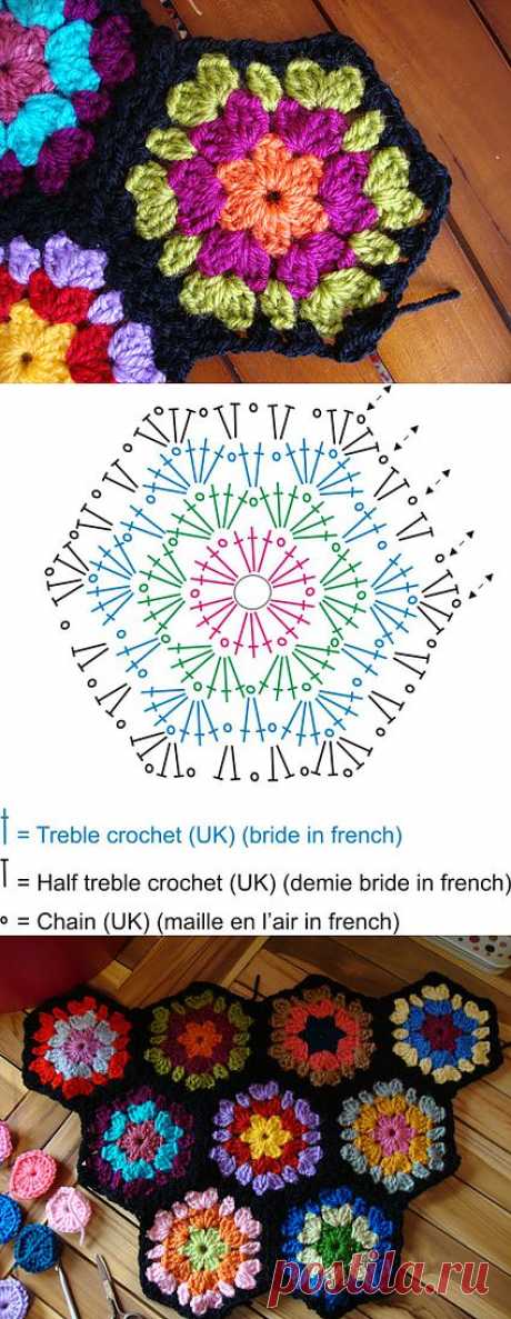 Шестиугольник крючком..