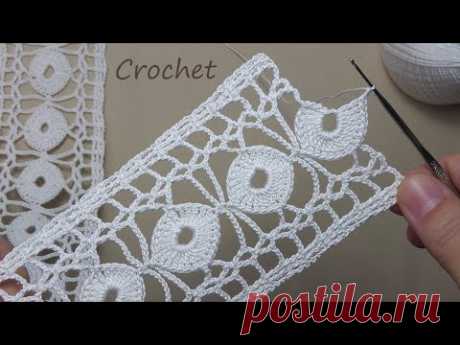 ЛЕНТОЧНОЕ КРУЖЕВО вязание крючком КАЙМА мастер-класс  How to Crochet Lace Tape Ribbon