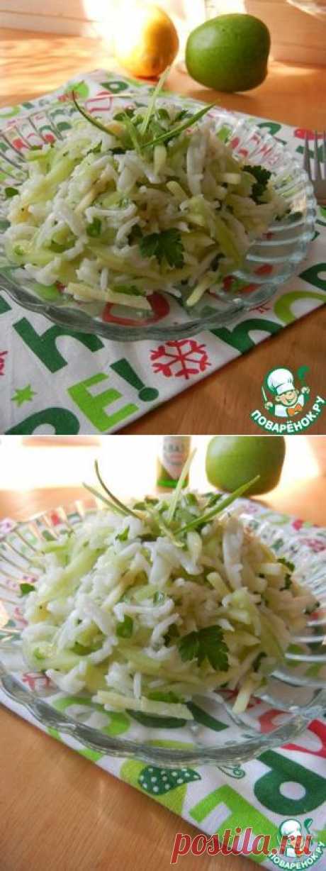Салат из риса с кальмаром и зеленым яблоком - кулинарный рецепт