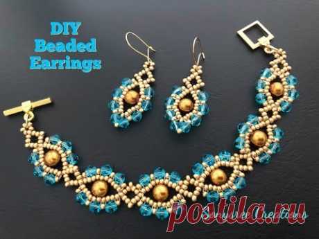 Crystal Eye Earrings. Beaded Earrings. How to make beaded earrings