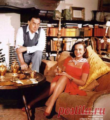 Эрих Мария Ремарк с женой Полетт Годдар на своей вилле в Порто-Ронко. Швейцария. 1960 г.