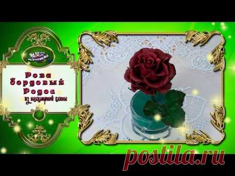 Роза бордовый Родос из полимерной глины мастер-класс - YouTube
