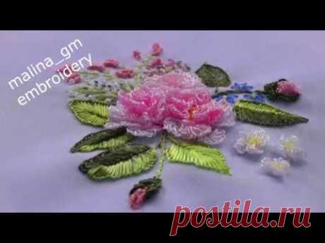 Brazilian embroidery | ROSE Cast-on stitch| Бразильская  вышивка: РОЗА