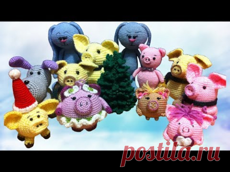 Вязаные игрушки к Новому году 2019 / Подарки, елочки, свинки и др. | Knitted toys