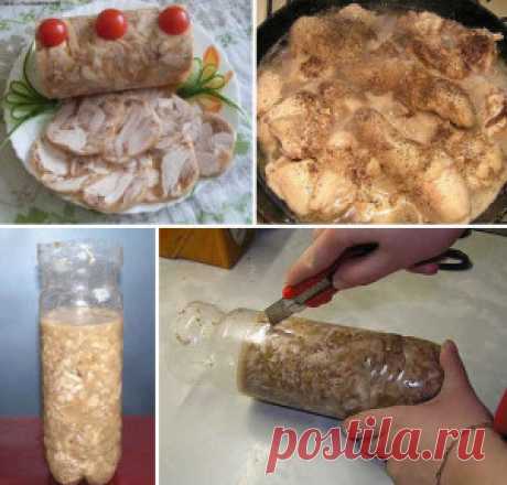 Куриный рулет в бутылке