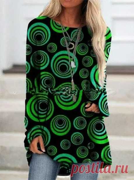 Женская длинная винтажная блузка с длинным рукавом, круглым вырезом и цветочным 3D принтом|Блузки| | АлиЭкспресс