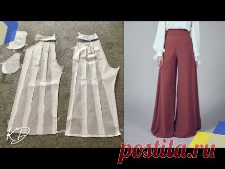 WIDE LEG PALAZZO PANTS PATTERN TUTORIAL | SLASH AND SPREAD METHOD