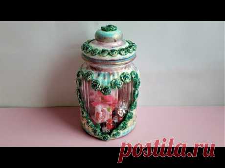 DIY borcan decorat VINTAGE - DIY decorated jar VINTAGE