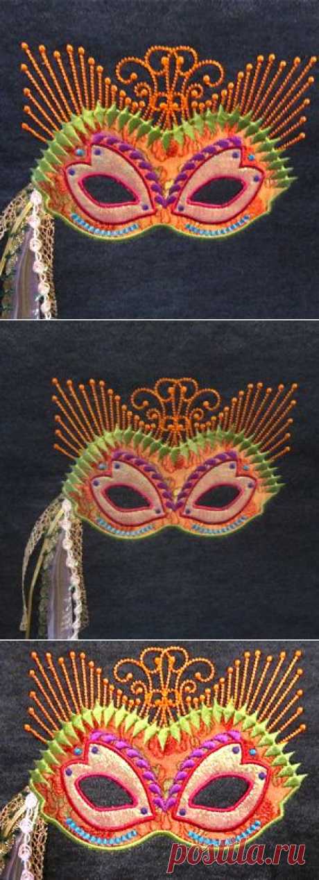 Mardi gras mask exclusive embroidery applique design