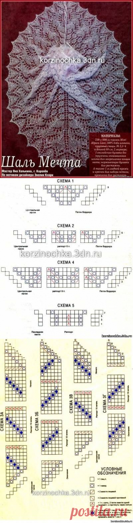 Вязаная спицами шаль &quot;Мечта&quot; - 5 Мая 2015 - Вязание спицами, модели и схемы для вязания на спицах