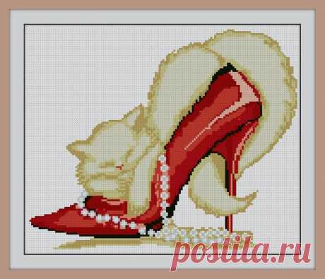 Cat in a Shoe Cross Stitch Pattern Download Cross Stitch | Etsy