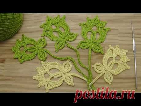 Вязание мотива БУТОН ЦВЕТКА для ирландского кружева  Crochet Irish Lace