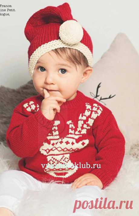 Пуловер с жаккардом и вышивкой - Для детей до 3 лет - Каталог файлов - Вязание для детей