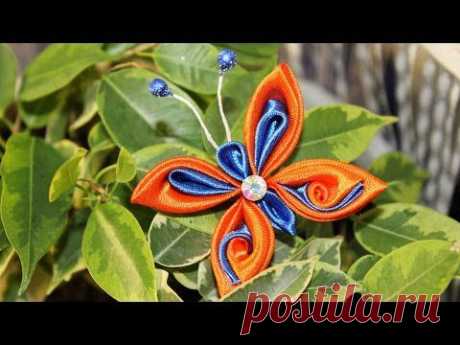 Бабочка Канзаши Мастер Класс / DIY Kanzashi butterfly - YouTube