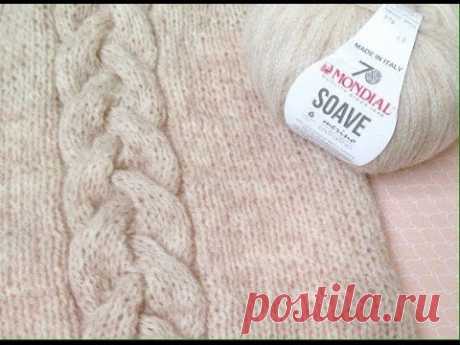 Пуловер спицами SOAVE (часть 1) / Коса спицами на 18 петель / sweater knitting