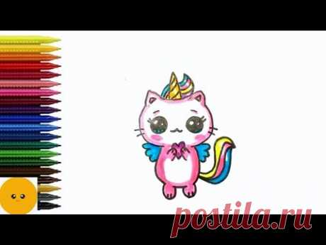 How to draw a unicorn cat || Как нарисовать кота единорога