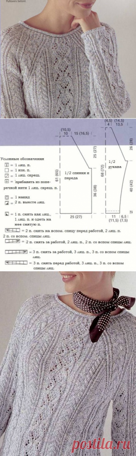 Красивый пуловер MOLINA спицами