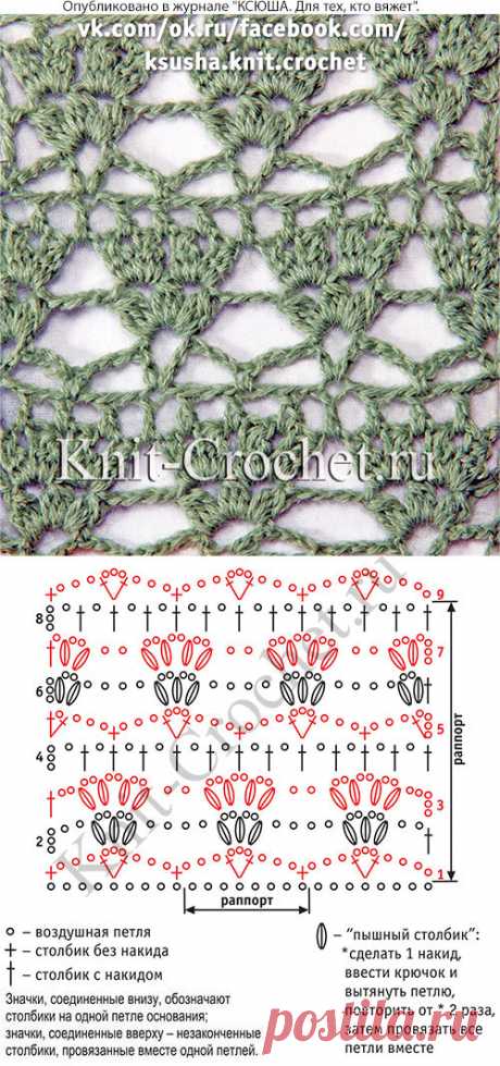 Ажурный узор крючком. - Узоры для вязания крючком - Вязание крючком - Каталог статей - Вязание спицами и крючком