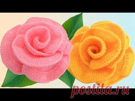 Como hacer flores rosas Gigantes 3D Tejido en puntos altos a Crochet