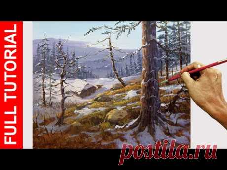 Tutorial: Acrylic Landscape Painting / Winter Forest / JMLisondra