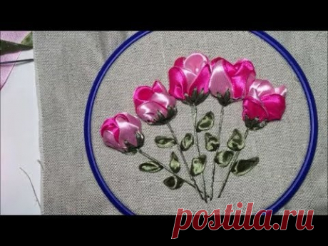 Цветок из атласной ленты / Satin ribbon flower