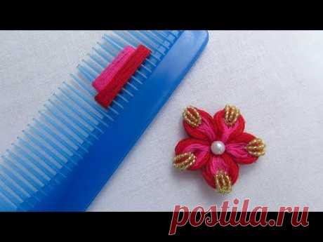 Hand Embroidery Amazing Trick, Easy Flower Embroidery Trick with Hair Comb
