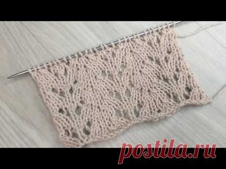 Очень красивый ажурный узор. Вязание спицами. Very beautiful openwork pattern. Knitting.