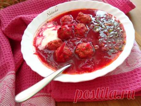 Свекольный суп с фрикадельками - Простые рецепты Овкусе.ру