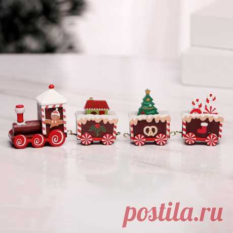 Снеговик Санта-Клаус деревянный поезд Рождественские украшения подарки Детские игрушки Рождественское украшение для стола домашние новогодние украшения | Дом и сад | АлиЭкспресс