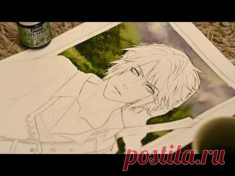 【WATERCOLOR / COLOREX SPEEDPAINT】 Cloudy Background (LInk - The Legend of Zelda)