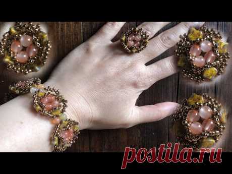 DIY How to make beaded jewelry. Earrings, bracelet and ring. Beading tutorial｜串珠教程｜饰品教学 | Handmade|2