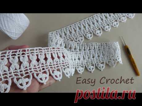 Простое ЛЕНТОЧНОЕ КРУЖЕВО вязание крючком для начинающих Crochet Tape Lace Tutorial for beginners