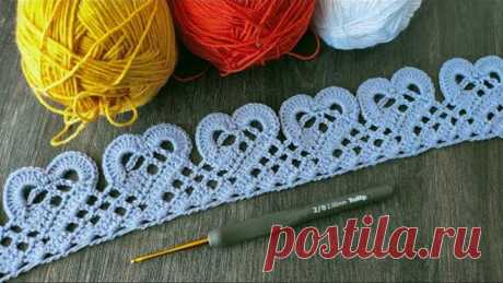 Beautiful and very easy to crochet LACE HEART for beginners PATTERN SCHEME Ленточное кружево крючком