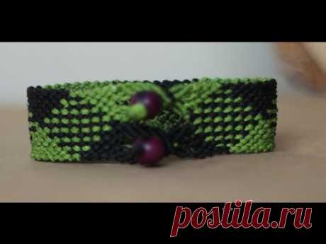 tutorial pulsera macrame huesito con rombos ancha - YouTube