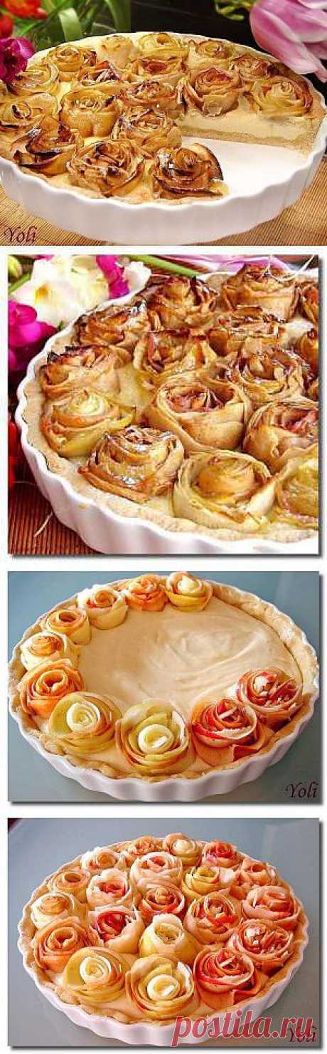 Открытый яблочный пирог &quot;Букет роз&quot; - кулинарная идея!.