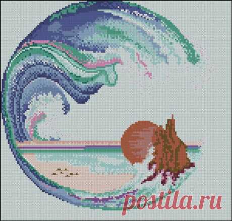 The Sea Cross Stitch PDF Pattern Download Cross Stitch Pattern | Etsy