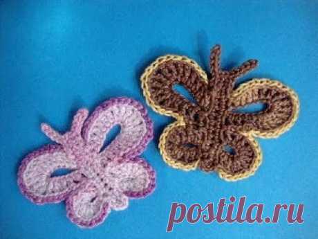 Бабочка - How to crochet butterfly free pattern - Вязание крючком