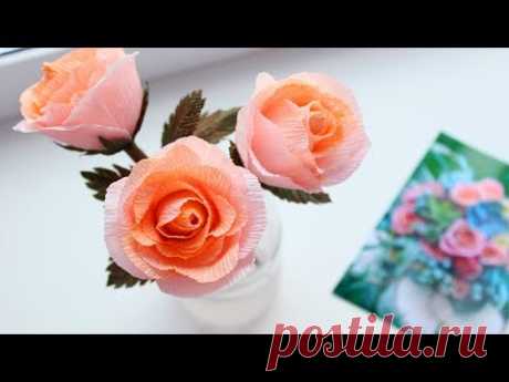 Красивая голландская роза из гофрированной бумаги. Цветы из бумаги своими руками