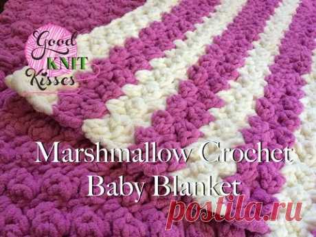 Marshmallow Crochet Baby Blanket (with  Closed Captions CC)