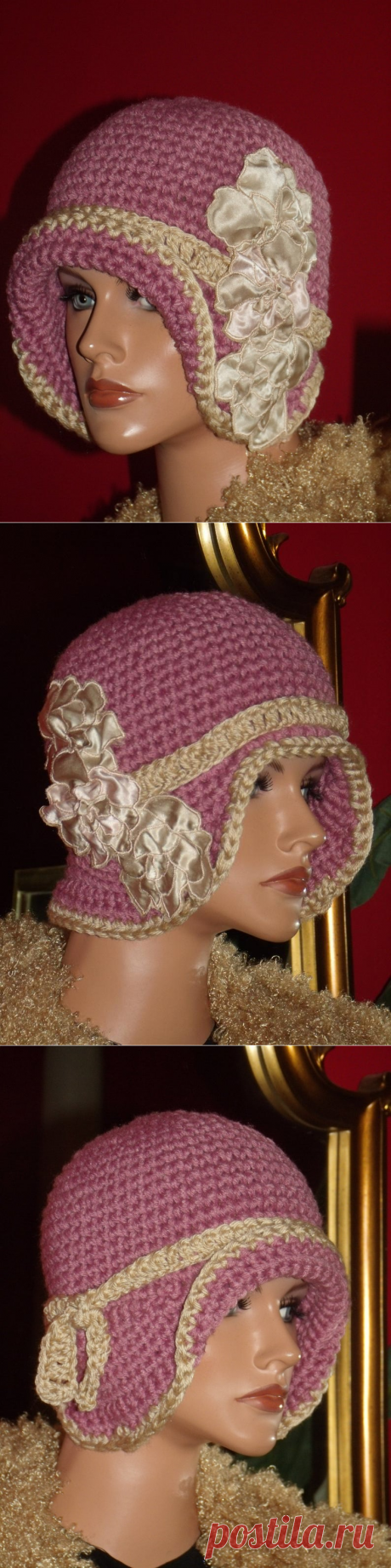 Rosa häkeln Flapper Hut antiken Stil personalisierte | Etsy