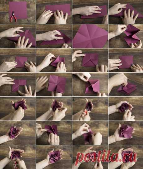 Как свернуть оригами-розу