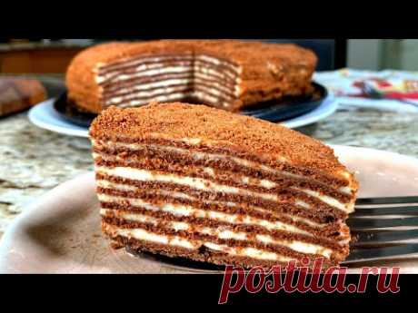 Шоколадно - медовый торт "СПАРТАК" с ЗАВАРНЫМ Сметанным кремом. Очень нежный, шоколадный торт рецепт