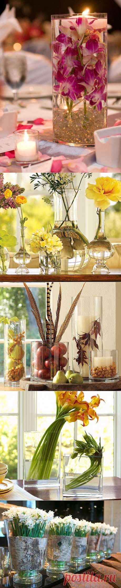 Идеи оригинальных композиций в вазах из стекла | Интерьер и Дизайн