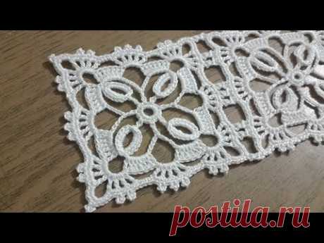 Tığişi örgü kare dantel motifi yapımı &amp; Crochet doily