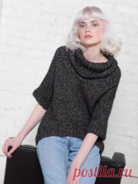 Пуловер Кэлли Простая модель женского пуловера с асимметричным низом детали переда, связанная из смесовой разноцветной пряжи на спицах 5 мм. Все детали...