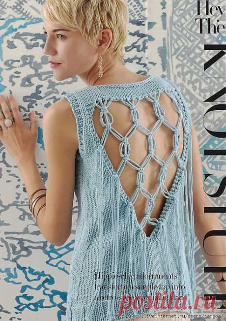 Вязание топа Macrame, модель 16, Vogue ss 2014..