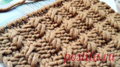 Вяжем классный рельефный узор спицами🙋‍♀️ knitting pattern.
