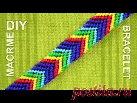 How to make a Chevron (Arrows) Rainbow Friendship bracelet - YouTube